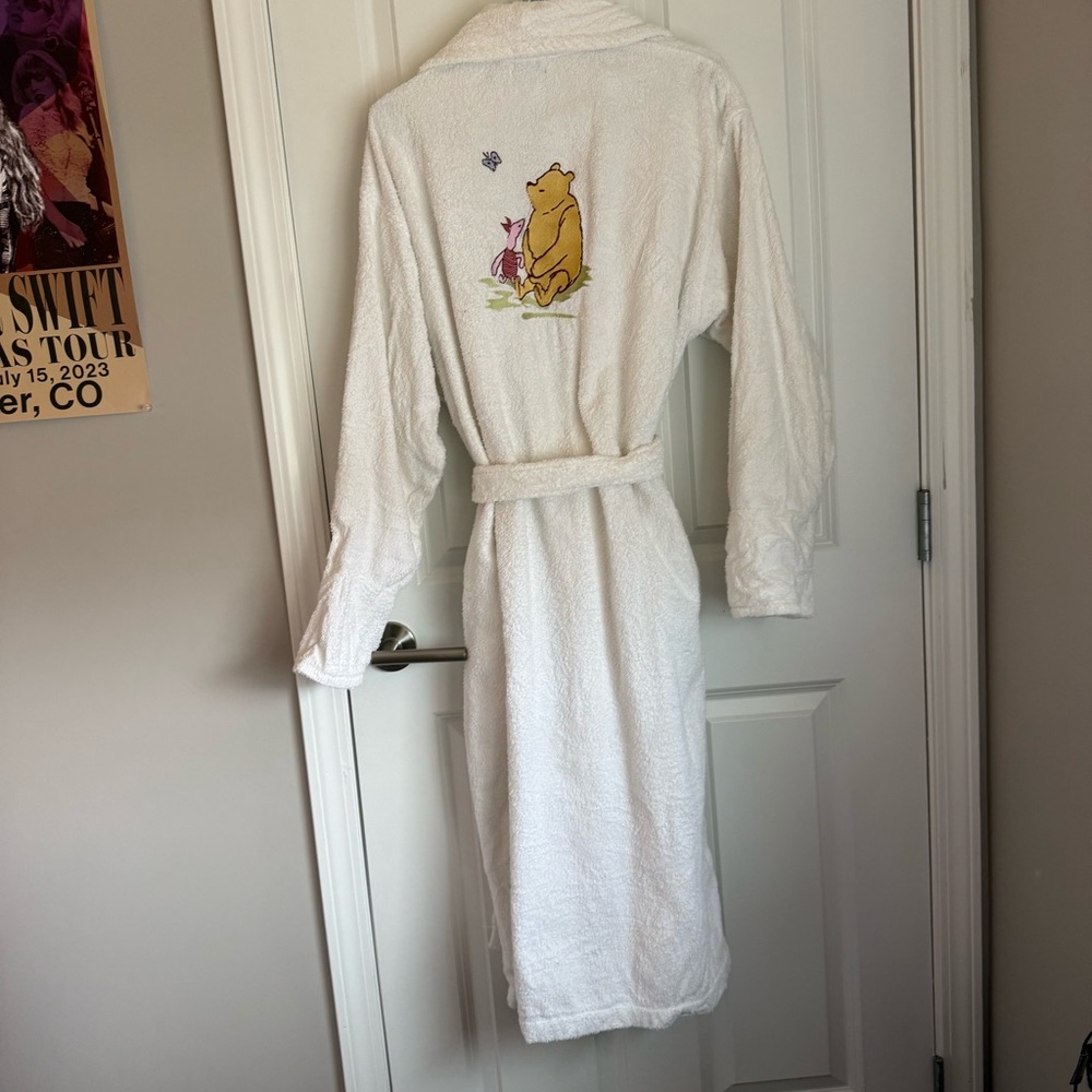 Disney Winnie The Pooh Bathrobe With Embroidered Art- Piglet and Pooh. STAINED